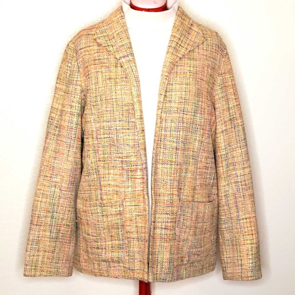 Coldwater Creek L Silk Tweed Jacket